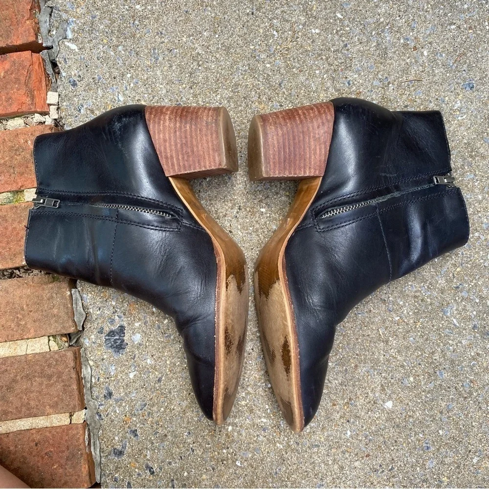 Madewell Boots Womens 9.5 Rosie Ankle Bootie Black Leather Side Zip Casual MA434
